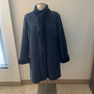 Dennis by Dennis Basso Blue Faux Fur Women Size M Soft and Cozy